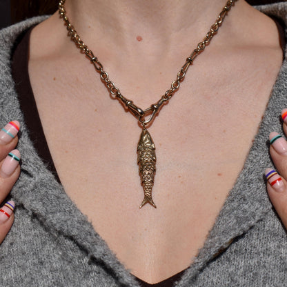 Vintage 9ct Gold Large Articulated Fish Charm