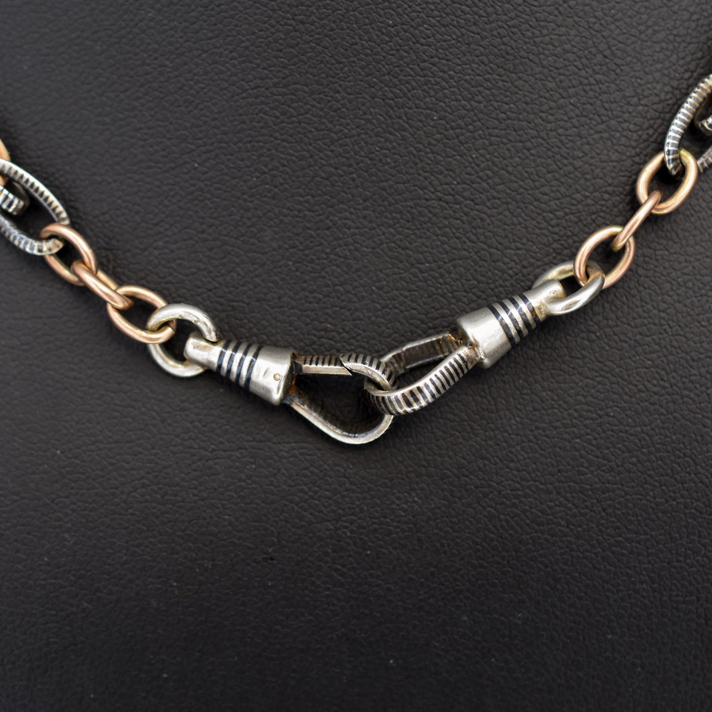 Antique French Niello Silver and Gold Chain Necklace | 16.75"
