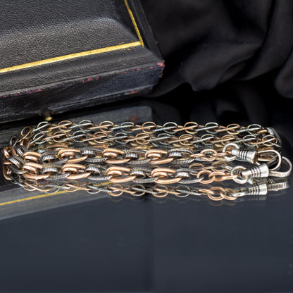 Antique French Niello Silver and Gold Chain Necklace | 16.75"