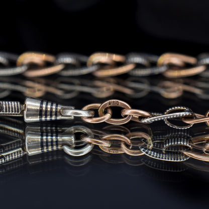 Antique French Niello Silver and Gold Chain Necklace | 16.75"