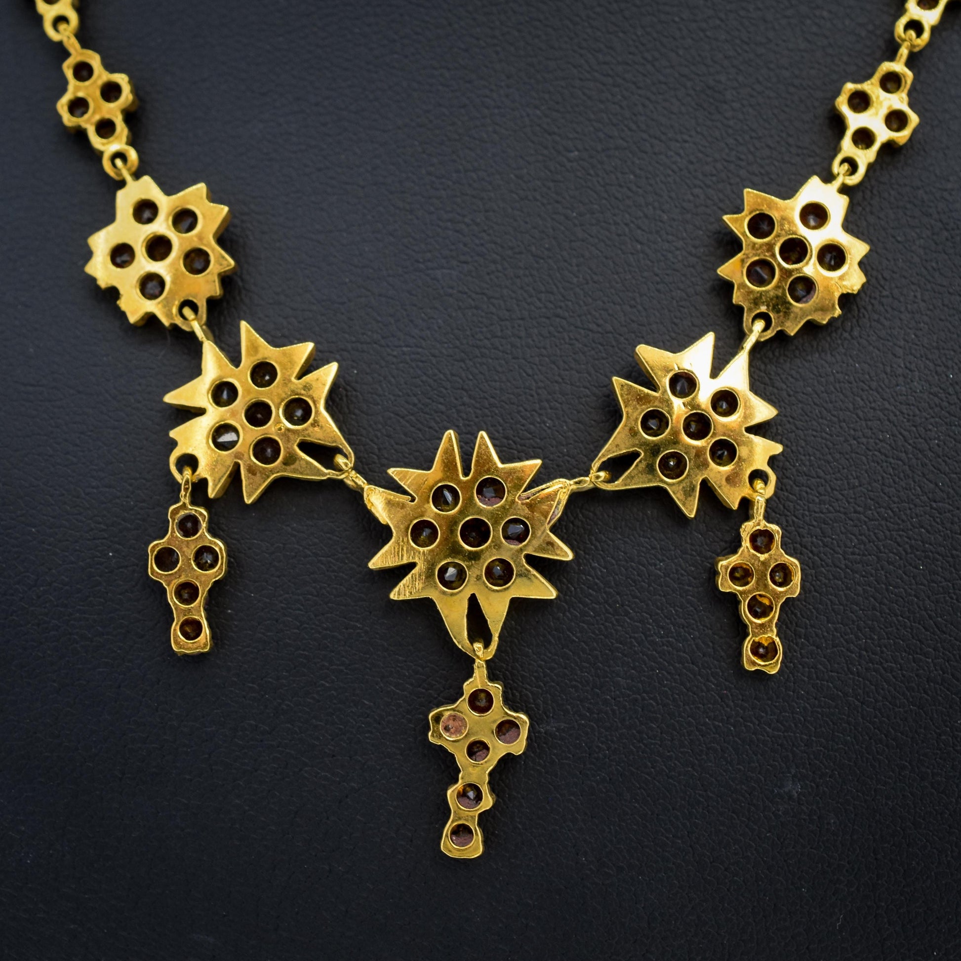 Antique 17.5" Victorian Bohemian Garnet Fringe Drop Necklace