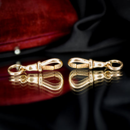 Vintage Matching Pair of 9ct Gold Dog Clip Charm | Extender