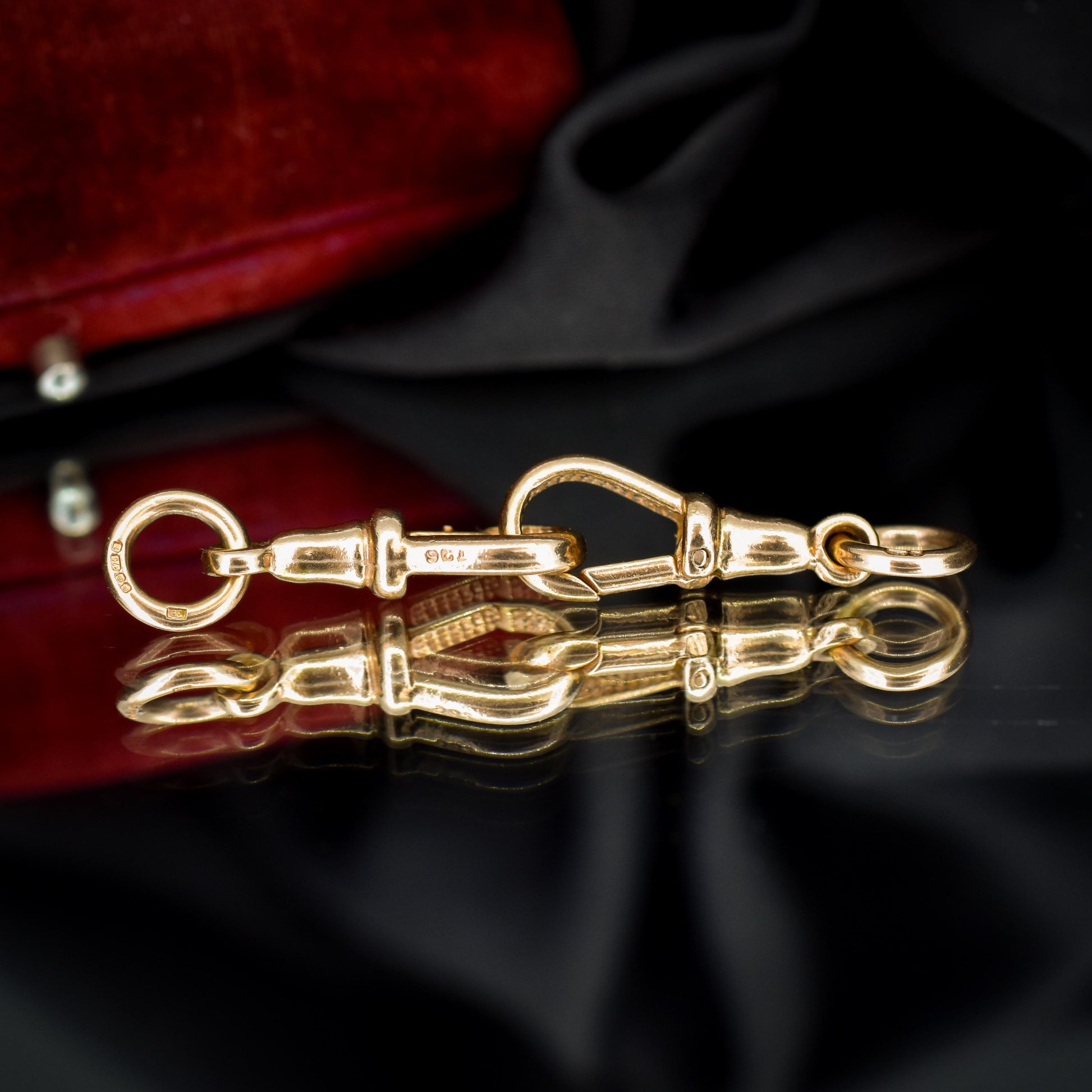 Vintage Matching Pair of 9ct Gold Dog Clip Charm | Extender