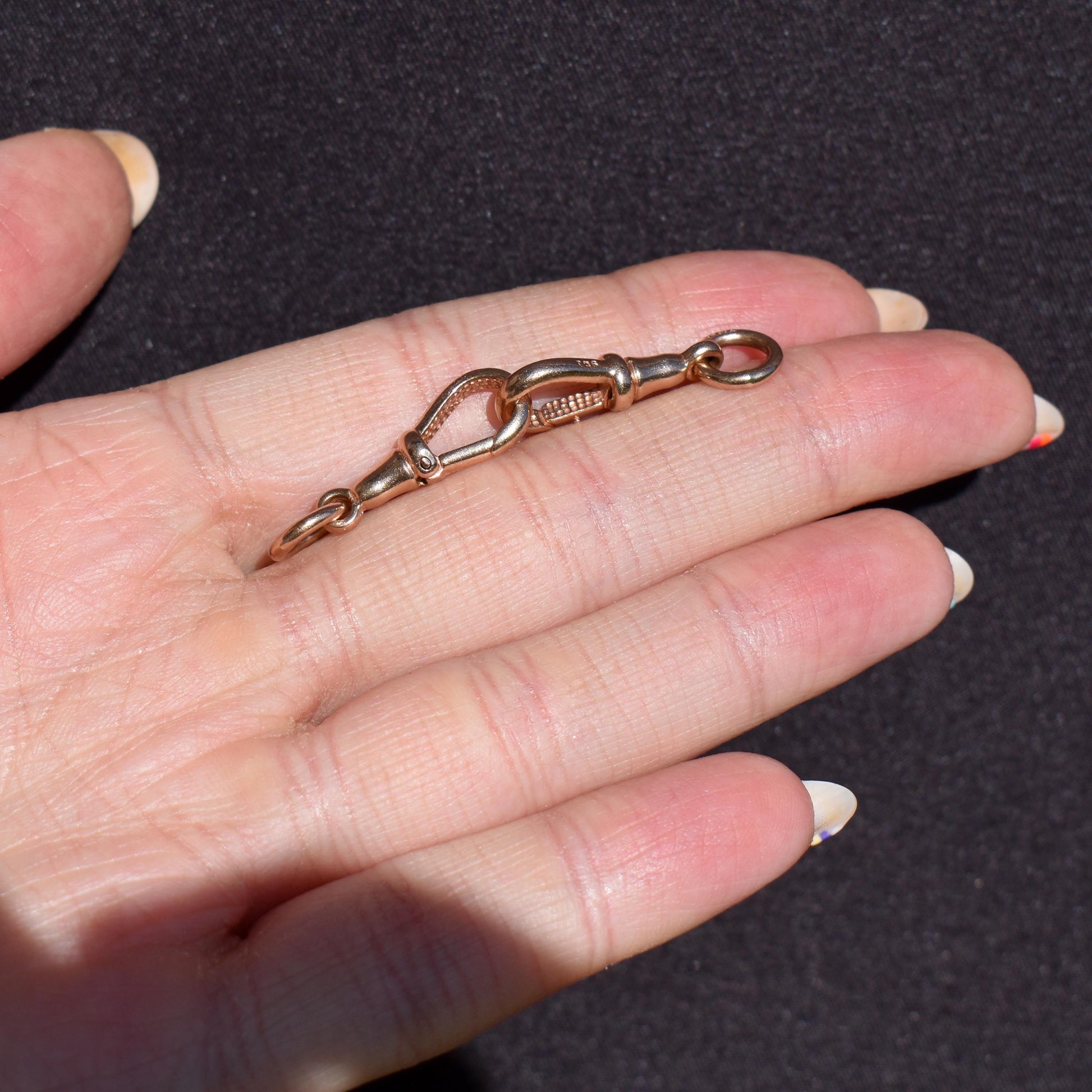 Vintage Matching Pair of 9ct Gold Dog Clip Charm | Extender