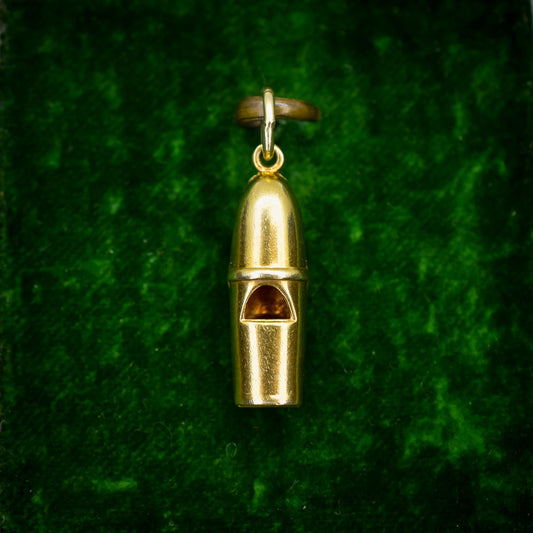 Vintage 14ct Yellow Gold Whistle Charm Pendant
