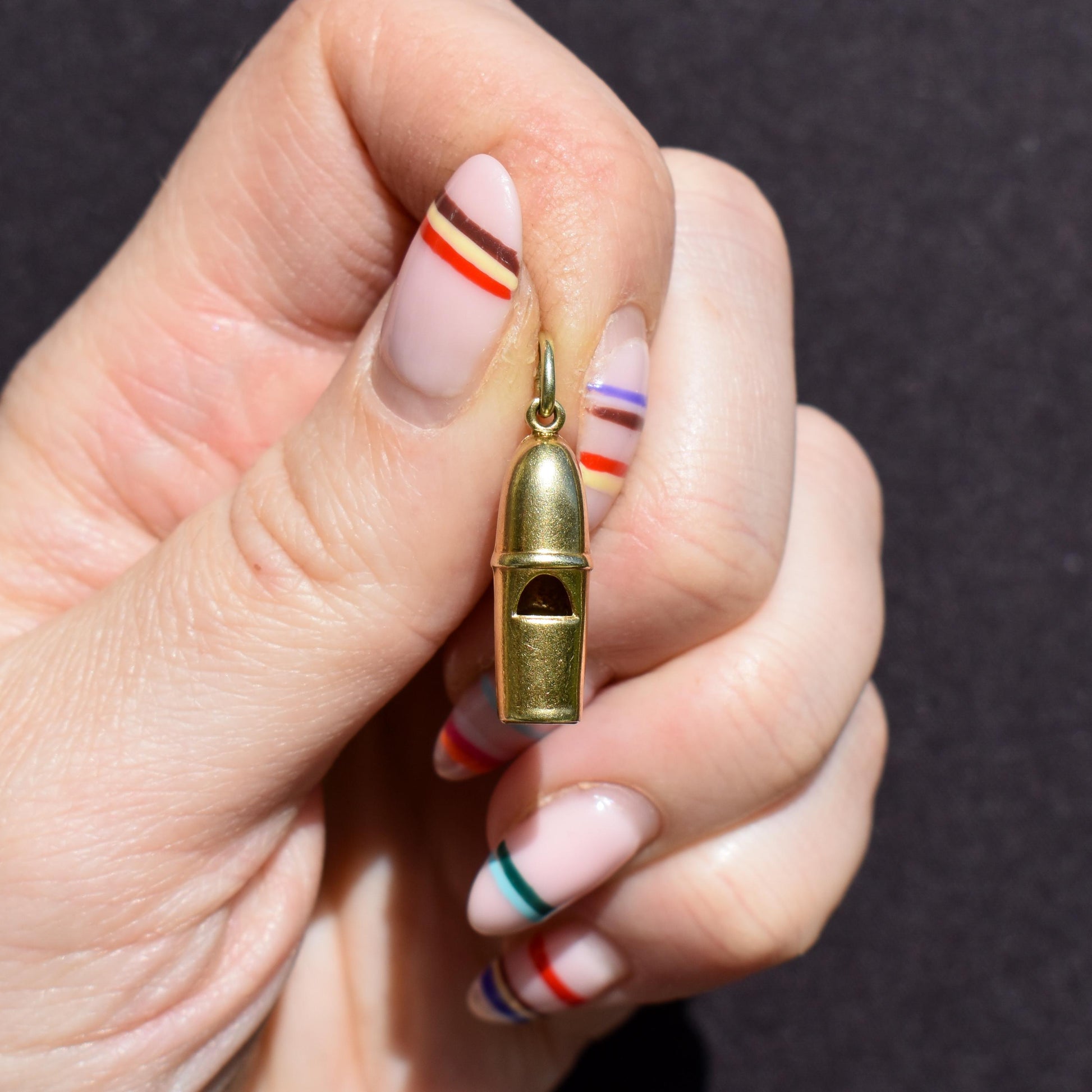 Vintage 14ct Yellow Gold Whistle Charm Pendant