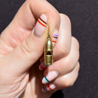 Vintage 14ct Yellow Gold Whistle Charm Pendant