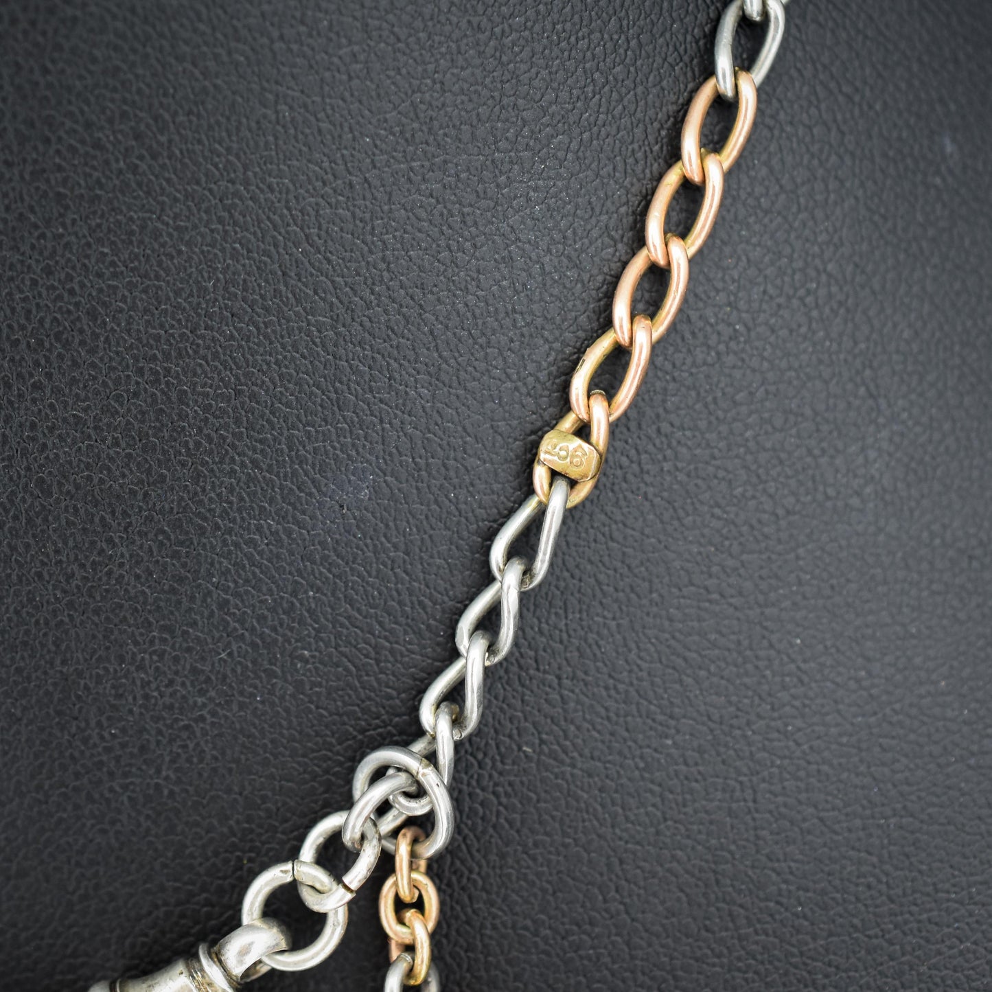 Antique 9ct Gold and Platinum-niobium Curb Link Chain Necklace 15"