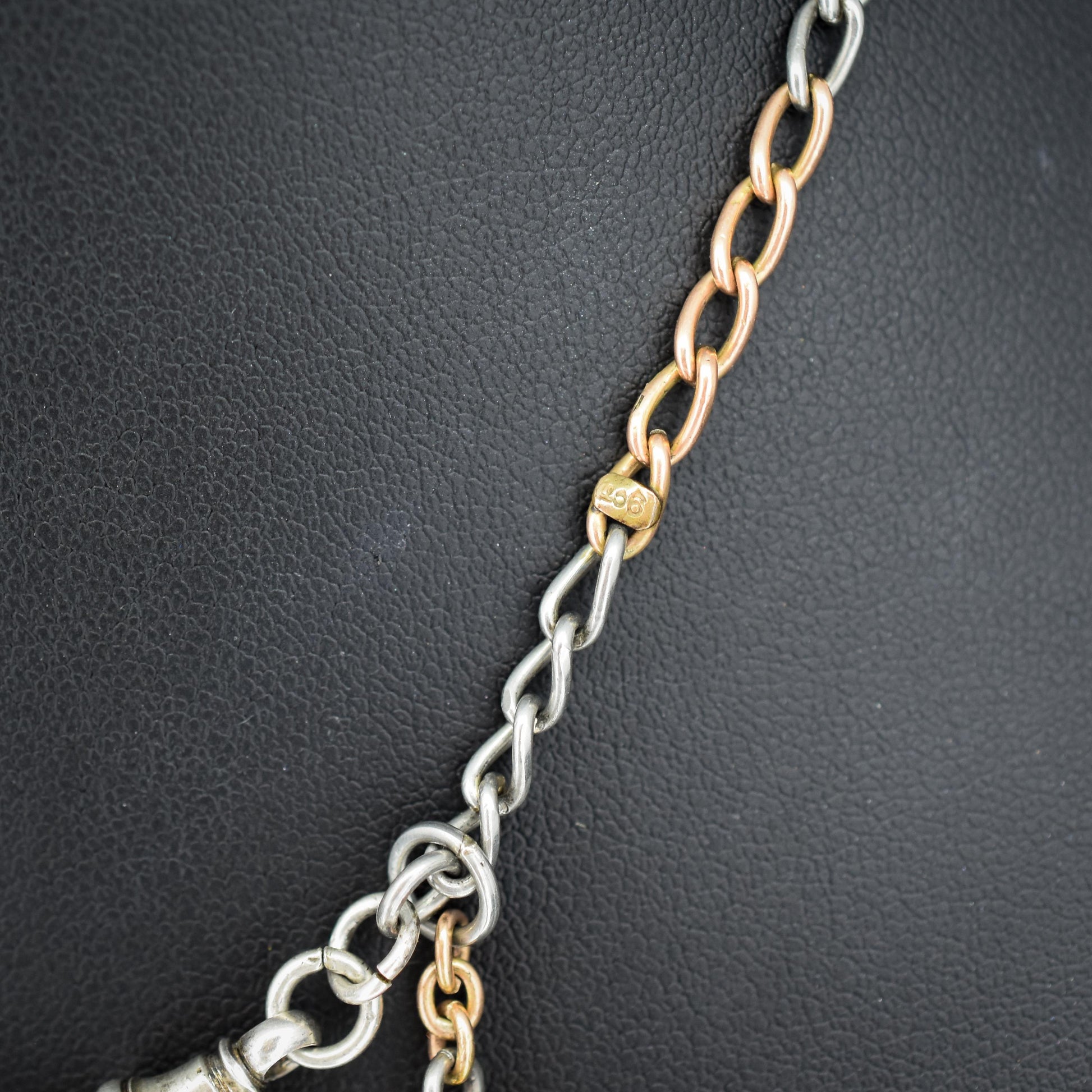 Antique 9ct Gold and Platinum-niobium Curb Link Chain Necklace 15"