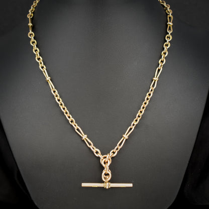 Antique '1899' 9ct Gold Fancy Oval Link Double Albert Watch Chain Necklace | 17.5"