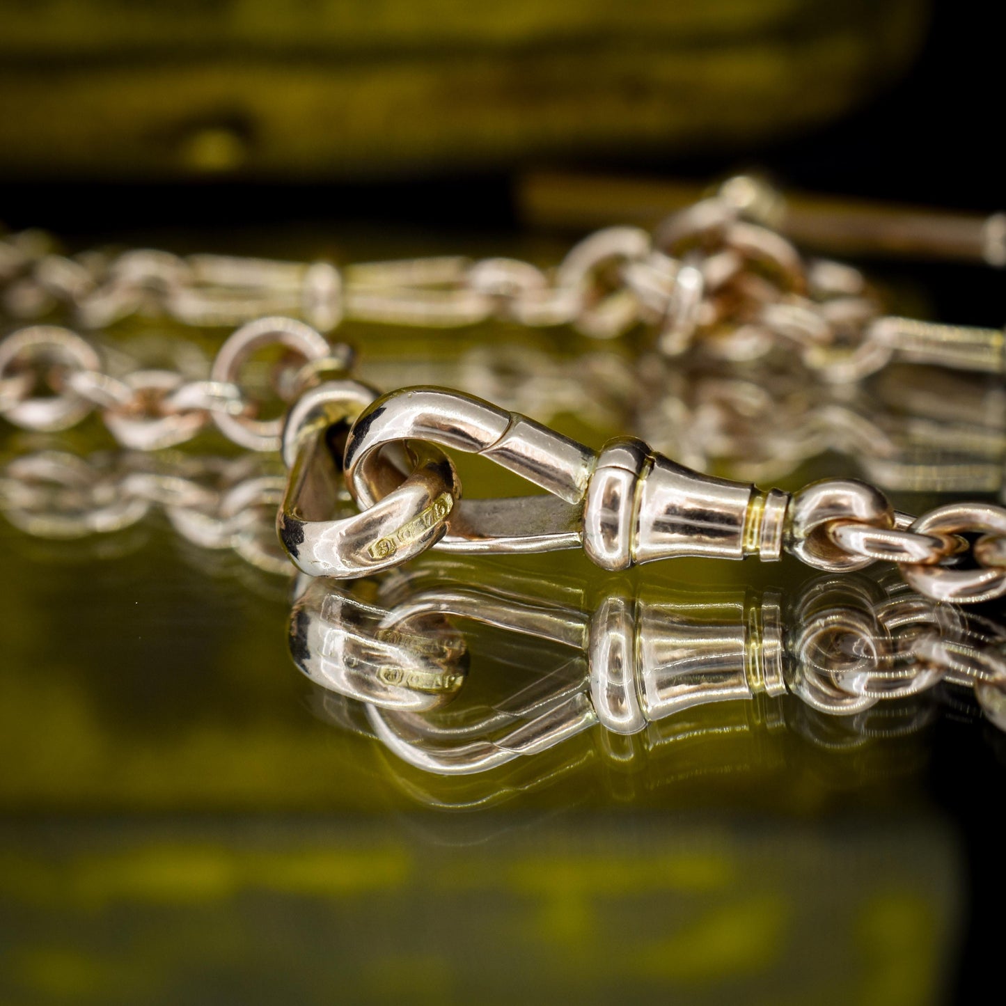 Antique '1899' 9ct Gold Fancy Oval Link Double Albert Watch Chain Necklace | 17.5"