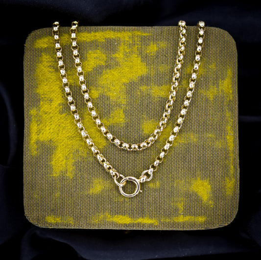 Antique Victorian 9ct Gold Faceted Belcher Link Chain Necklace with Bolt Ring | 20"
