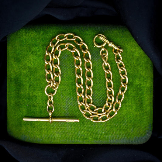 Vintage 18ct Yellow Gold Curb Link Albert Watch Chain 13" | Dated 1939