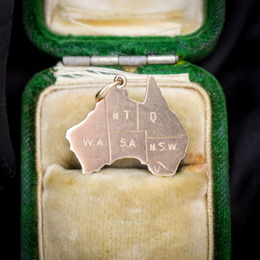 Antique 9ct Gold Australia Travel Charm Pendant