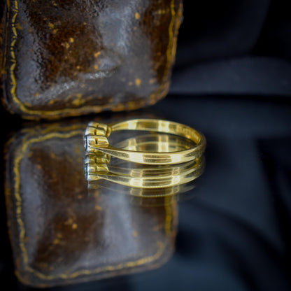 Antique Old Cut Diamond Bezel Set Three Stone 18ct Yellow Gold Ring