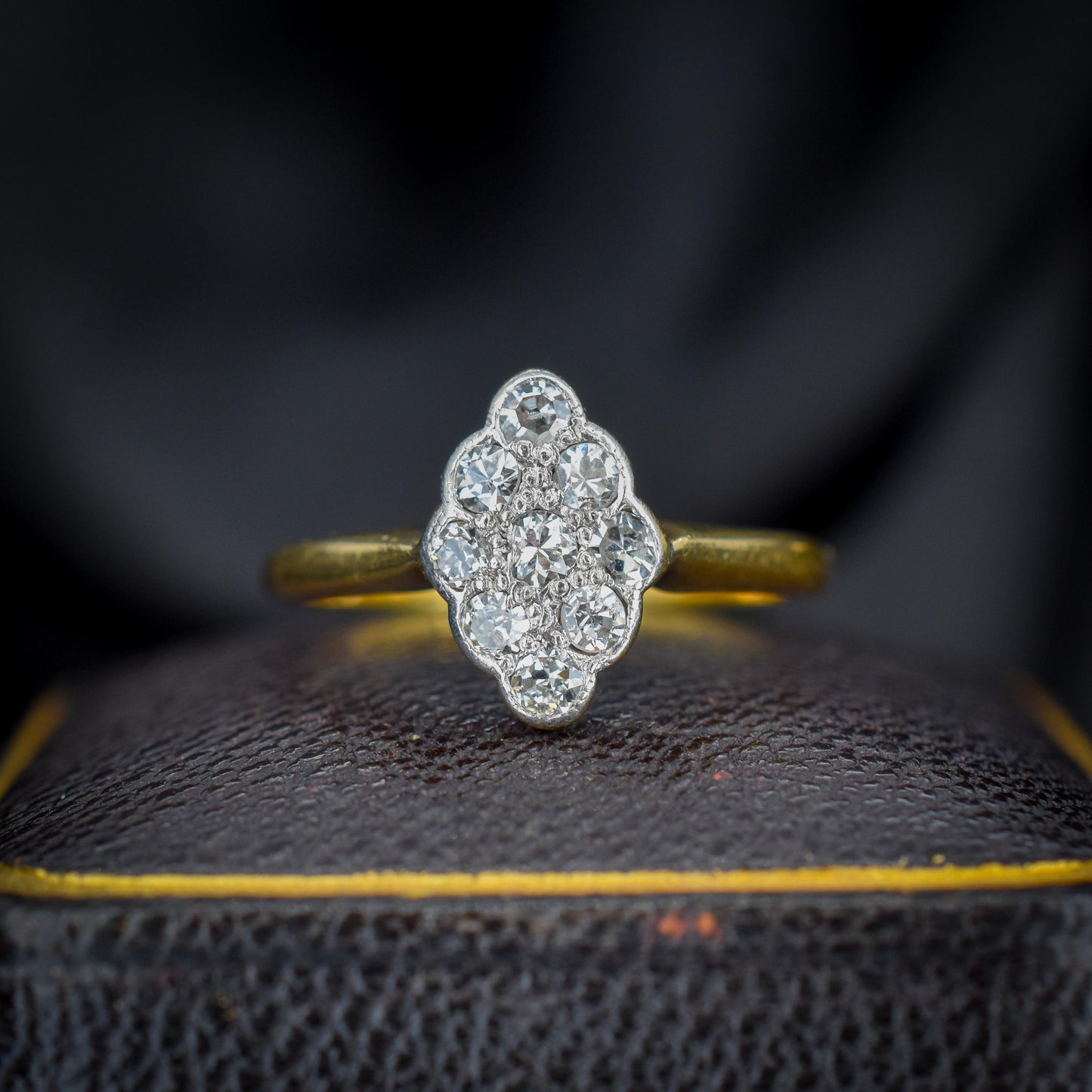 Art Deco Diamond Navette 18ct Gold and Platinum Ring
