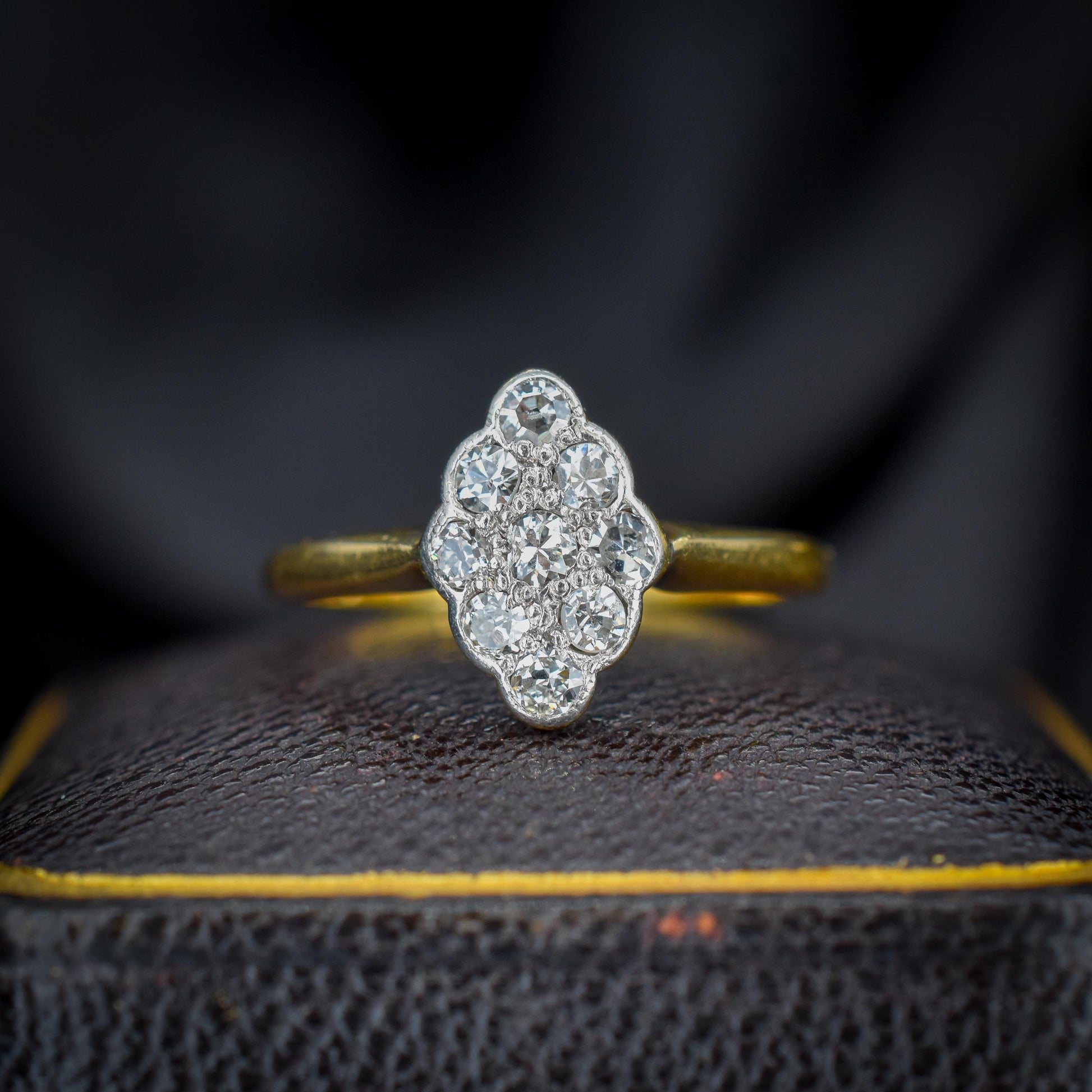 Art Deco Diamond Navette 18ct Gold and Platinum Ring