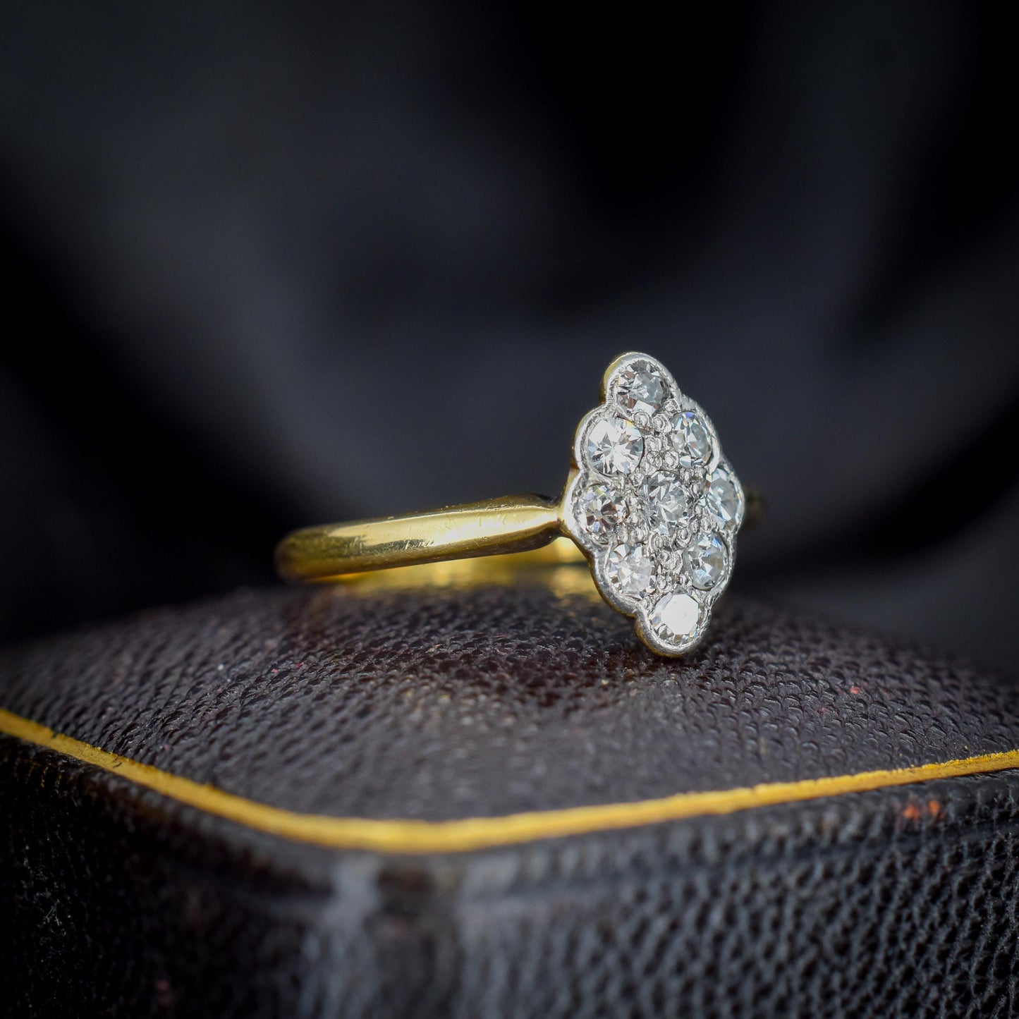 Art Deco Diamond Navette 18ct Gold and Platinum Ring