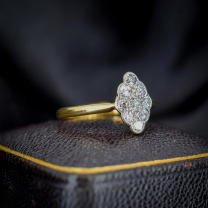 Art Deco Diamond Navette 18ct Gold and Platinum Ring