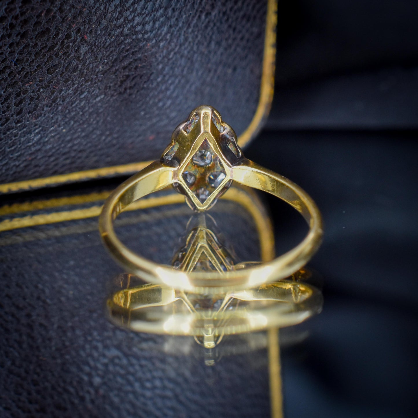 Art Deco Diamond Navette 18ct Gold and Platinum Ring