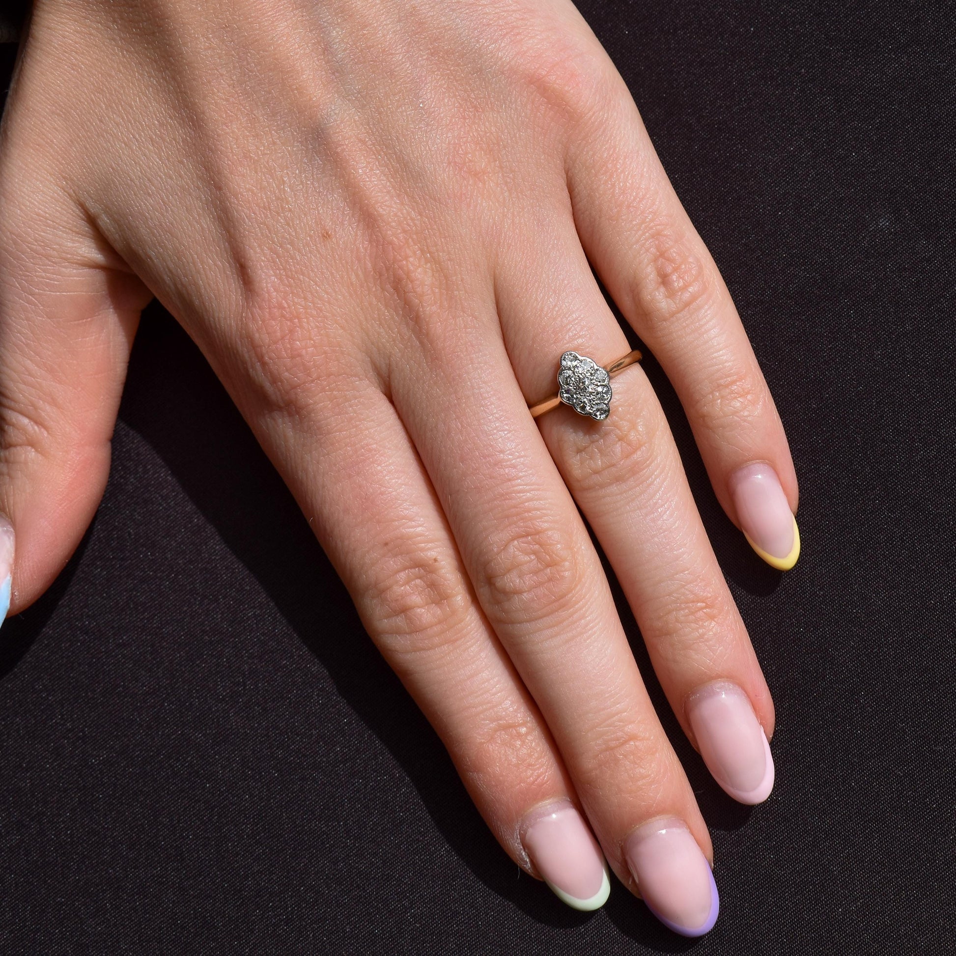 Art Deco Diamond Navette 18ct Gold and Platinum Ring