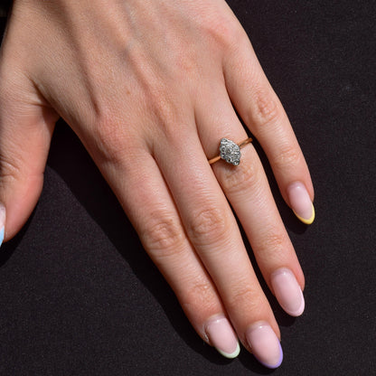 Art Deco Diamond Navette 18ct Gold and Platinum Ring