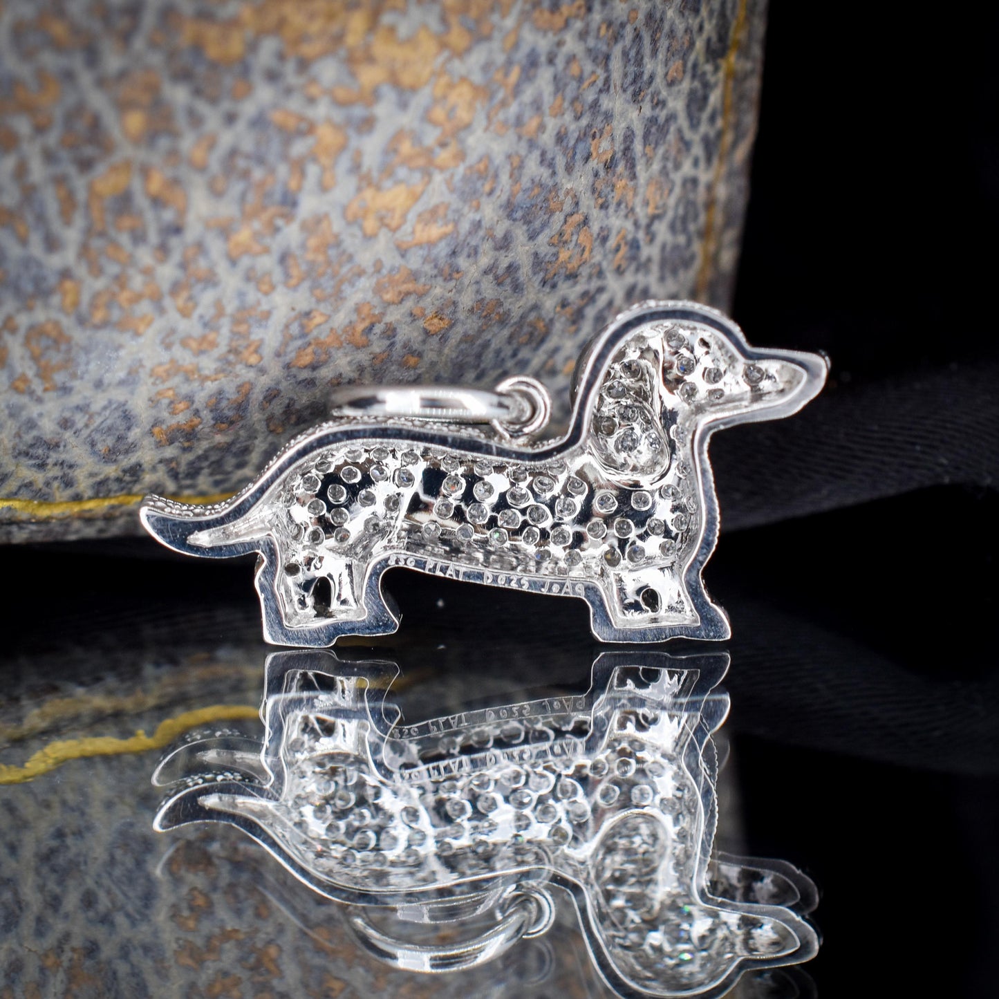Diamond Dachshund Dog Platinum Charm Pendant - 0.25ct