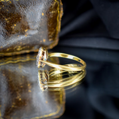 Antique Diamond Cluster Daisy 18ct Gold and Platinum Target Ring