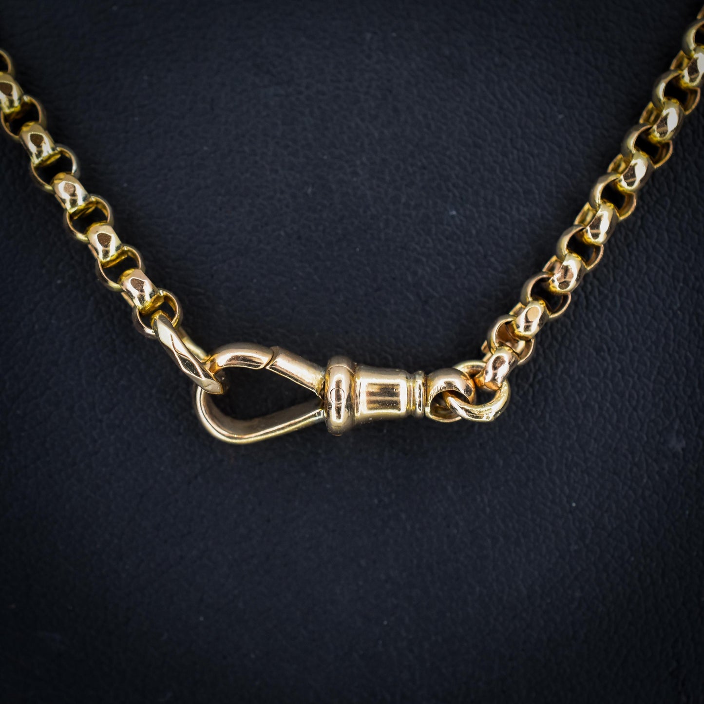 Antique Victorian 9ct Gold Faceted Belcher Link Chain Necklace with Dog Clip | 21"