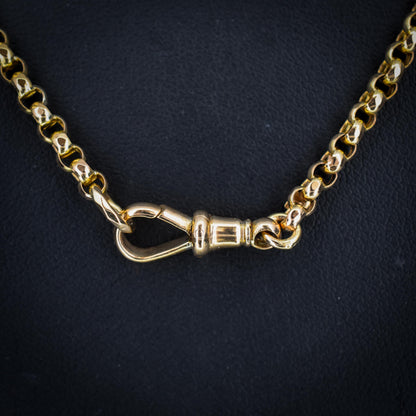 Antique Victorian 9ct Gold Faceted Belcher Link Chain Necklace with Dog Clip | 21"