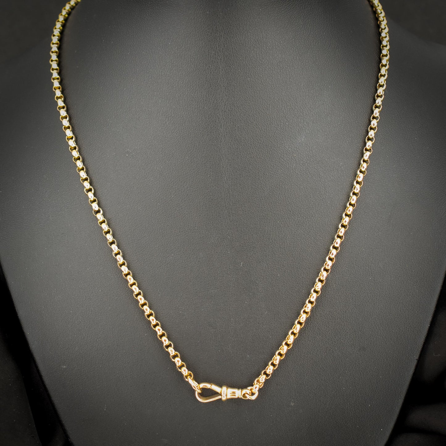 Antique Victorian 9ct Gold Faceted Belcher Link Chain Necklace with Dog Clip | 21"