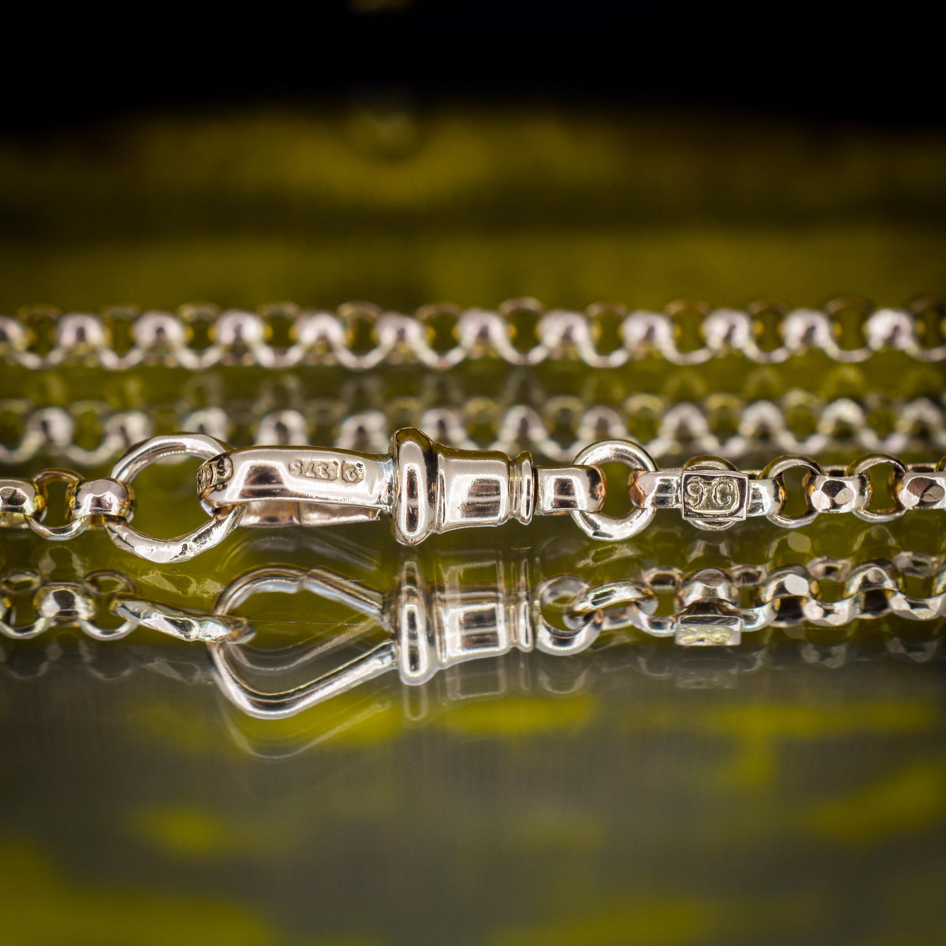 Antique Victorian 9ct Gold Faceted Belcher Link Chain Necklace with Dog Clip | 21"