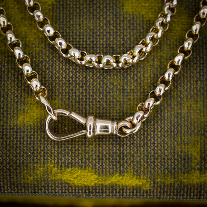 Antique Victorian 9ct Gold Faceted Belcher Link Chain Necklace with Dog Clip | 21"