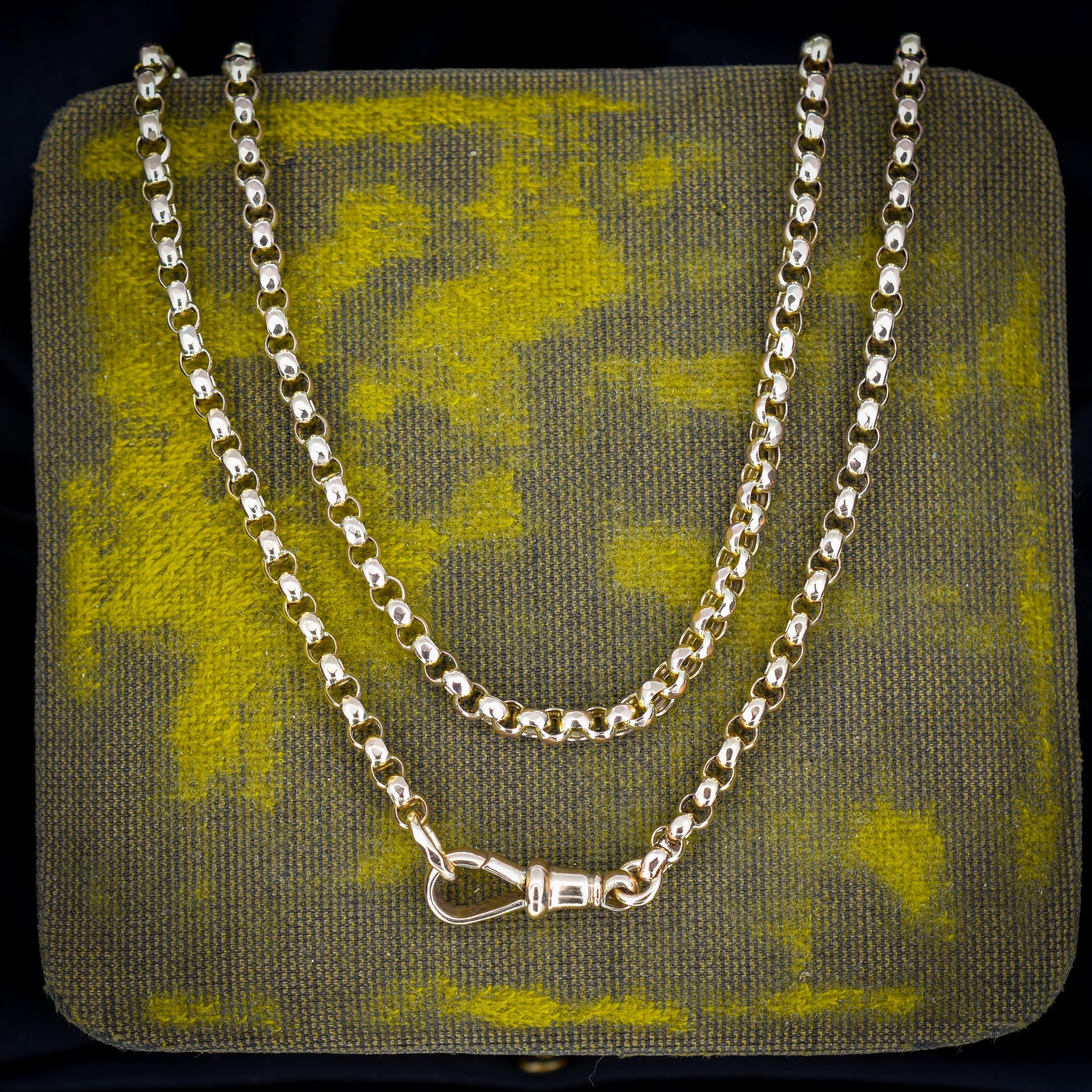 Antique Victorian 9ct Gold Faceted Belcher Link Chain Necklace with Dog Clip | 21"