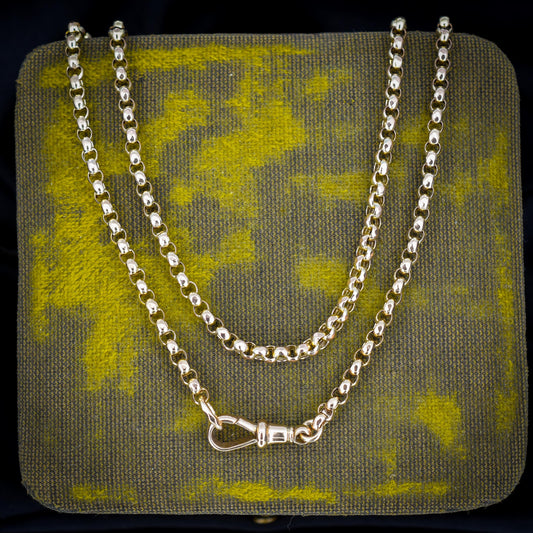 Antique Victorian 9ct Gold Faceted Belcher Link Chain Necklace with Dog Clip | 21"