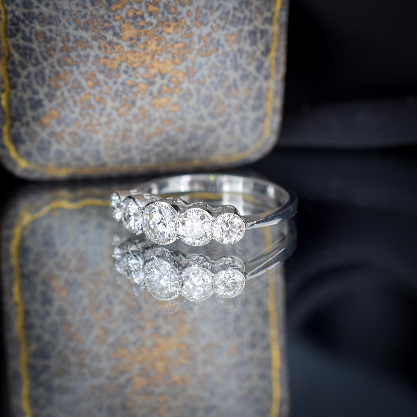 Art Deco Style 1.15ct Diamond Five Stone Platinum Ring