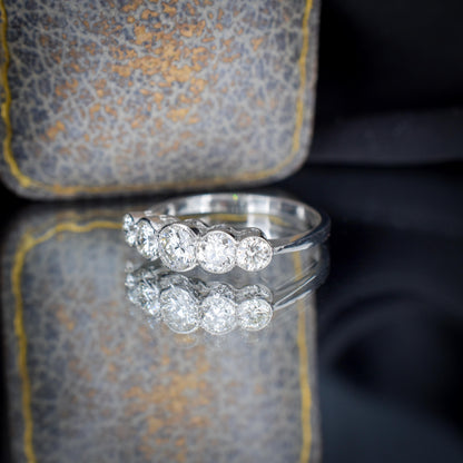 Art Deco Style 1.15ct Diamond Five Stone Platinum Ring