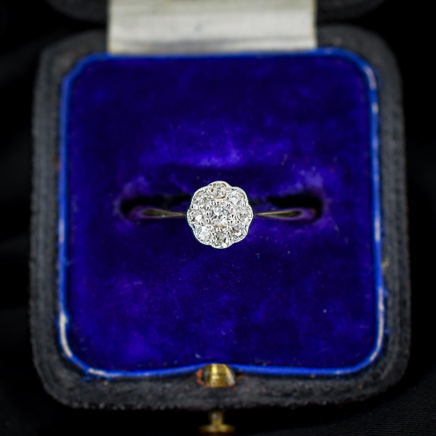 Antique Diamond Cluster Daisy 18ct Gold and Platinum Ring