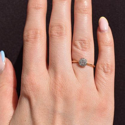Antique Diamond Cluster Daisy 18ct Gold and Platinum Ring