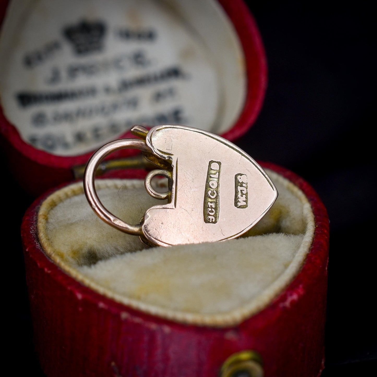 Antique 9ct Gold Engraved Opening Heart Padlock Charm Pendant
