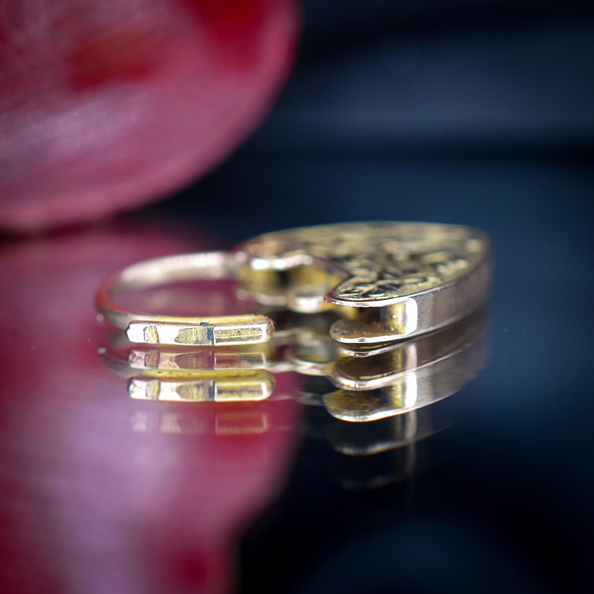Antique 9ct Gold Engraved Opening Heart Padlock Charm Pendant