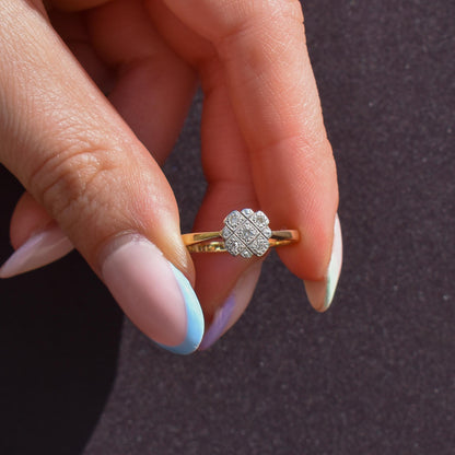 Art Deco Diamond Cross Cluster 18ct Yellow Gold and Platinum Ring