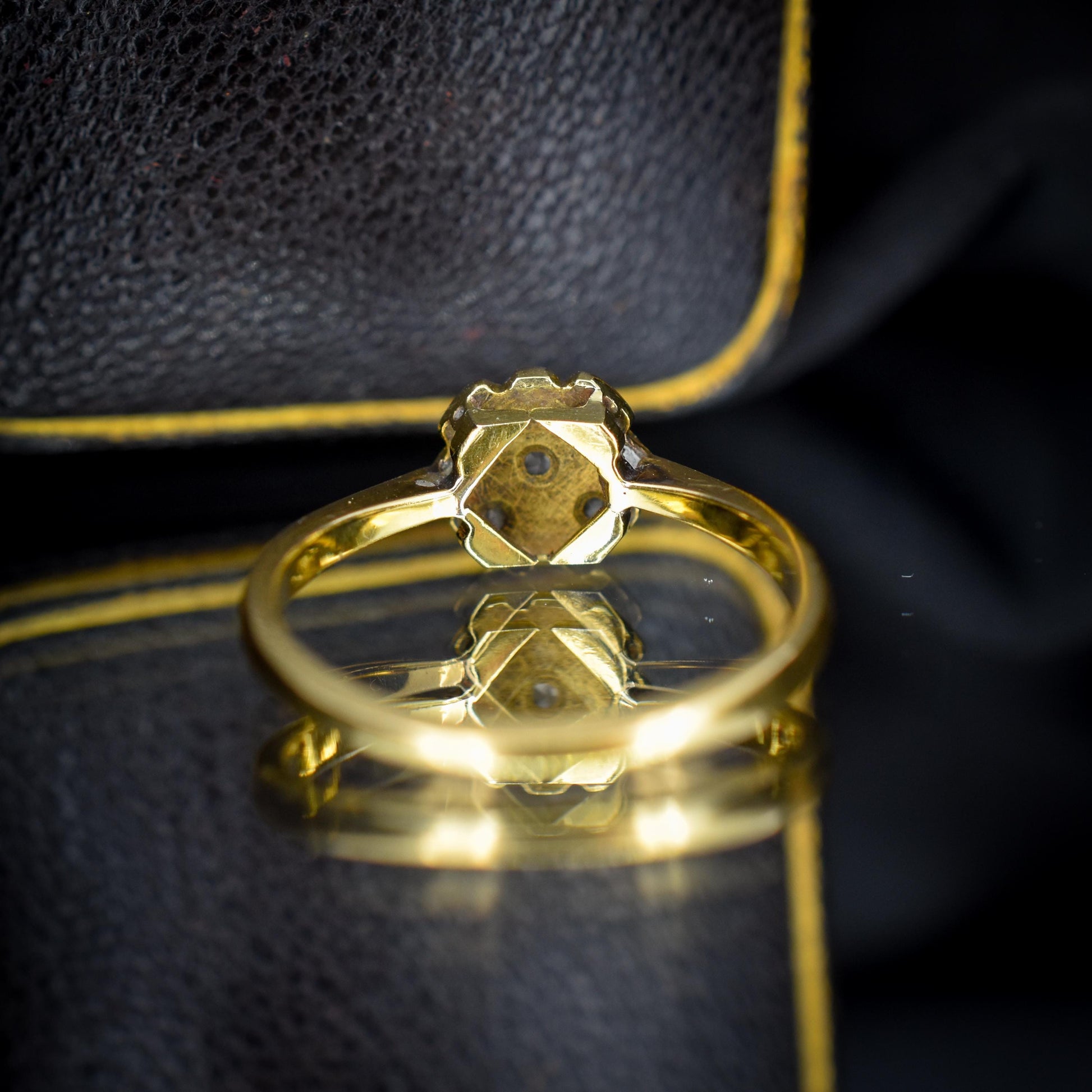 Art Deco Diamond Cross Cluster 18ct Yellow Gold and Platinum Ring
