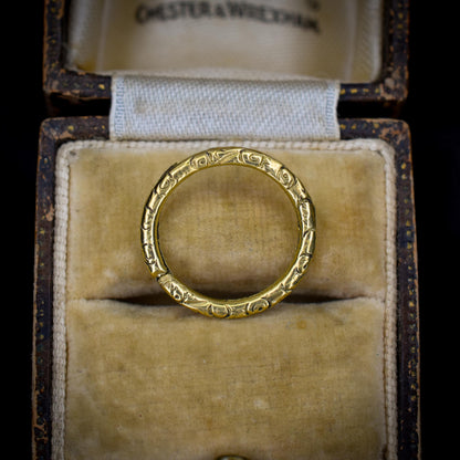 Antique Gold Cased Engraved Split Ring, 17mm