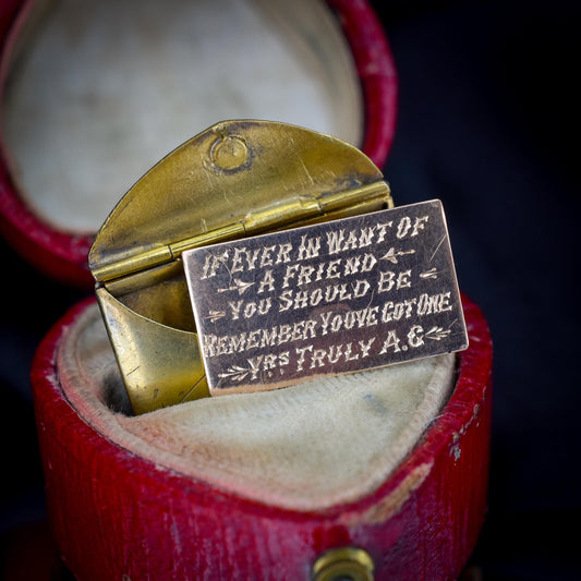 Antique 18ct Gold Diamond Envelope Love Letter Charm Pendant