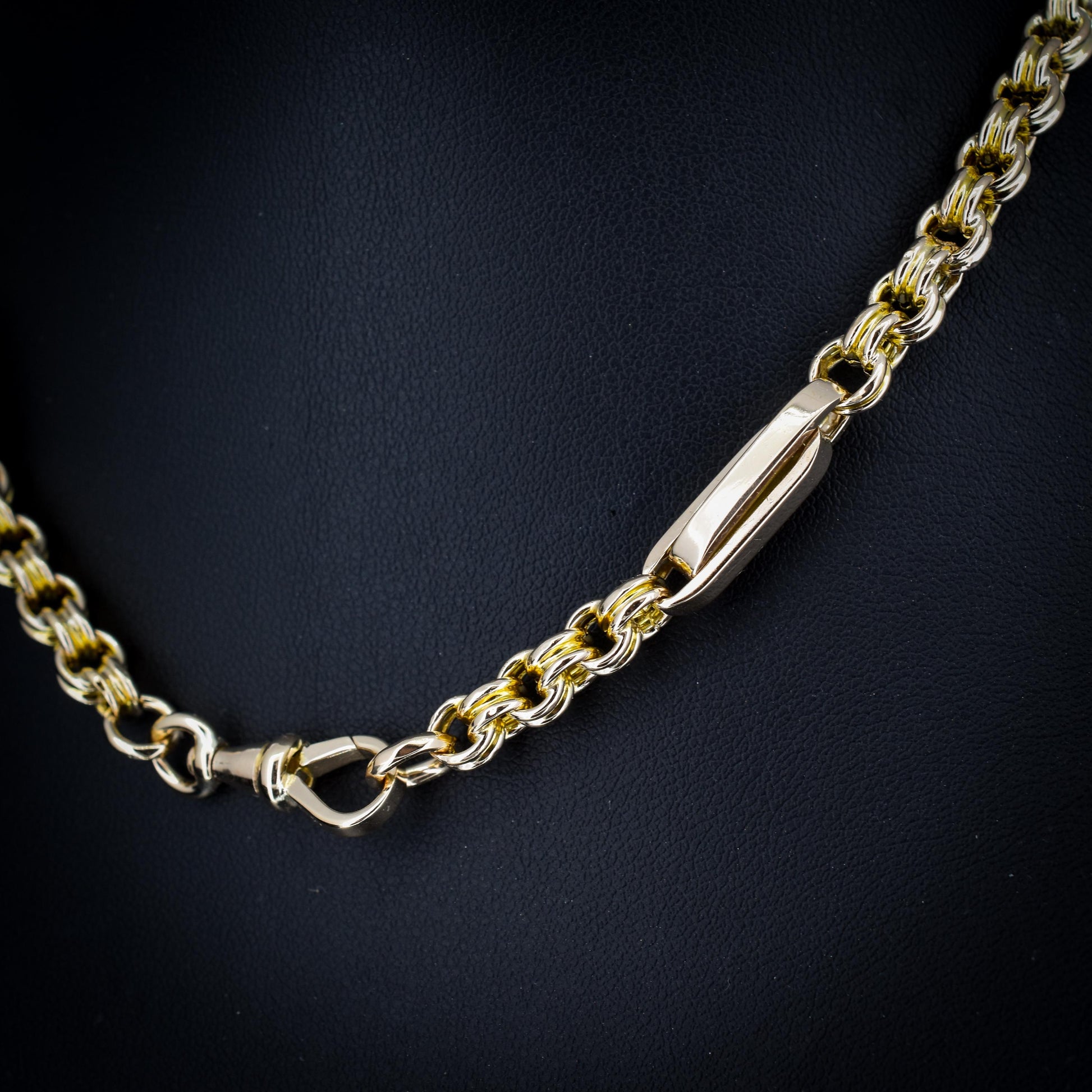 Antique 14.75" 10ct Gold Chunky Intertwined Bar Link Chain Necklace