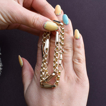 Antique 14.75" 10ct Gold Chunky Intertwined Bar Link Chain Necklace