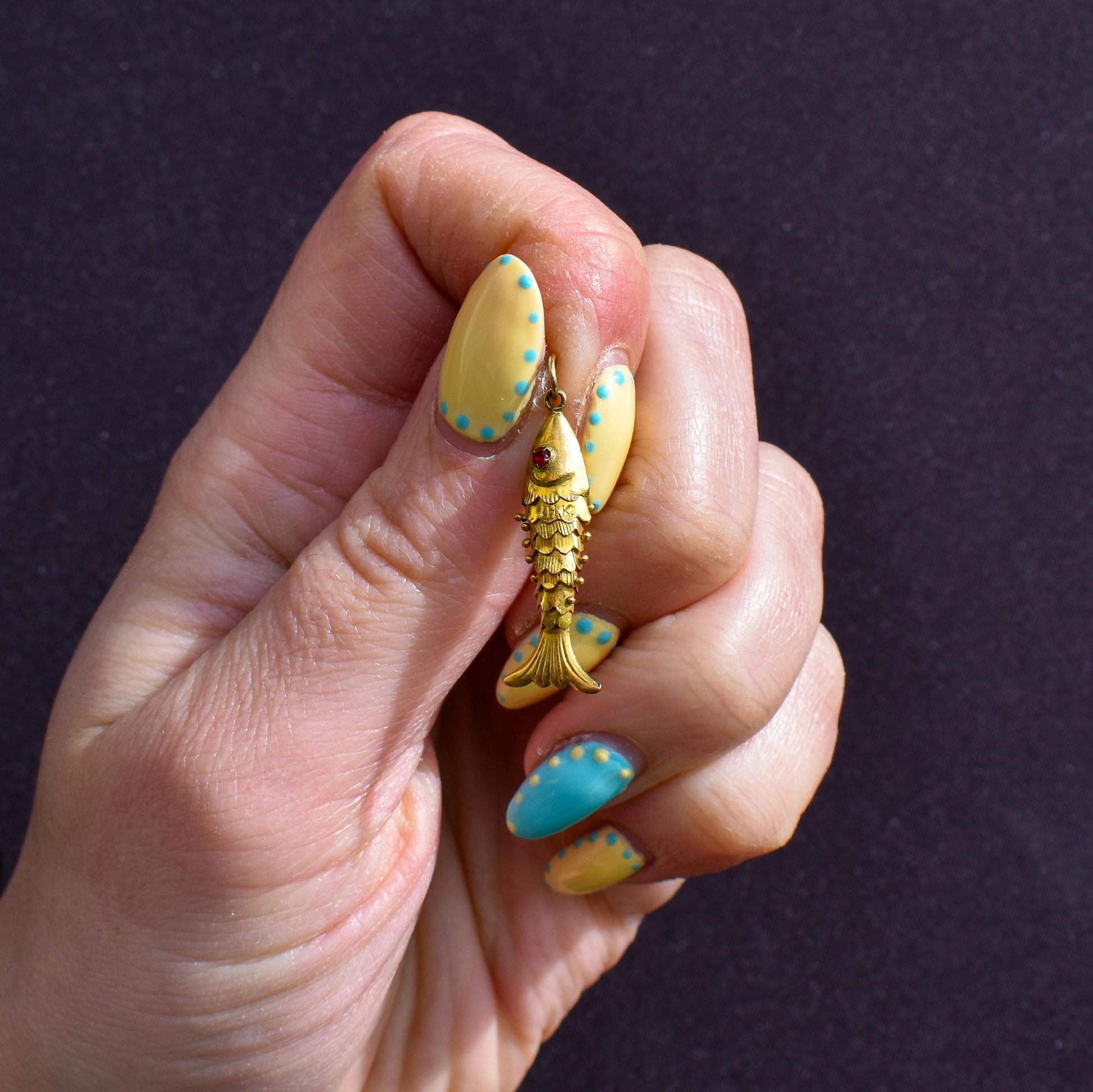 Vintage 14ct Yellow Gold Articulated Fish Charm