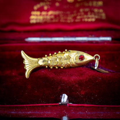 Vintage 14ct Yellow Gold Articulated Fish Charm