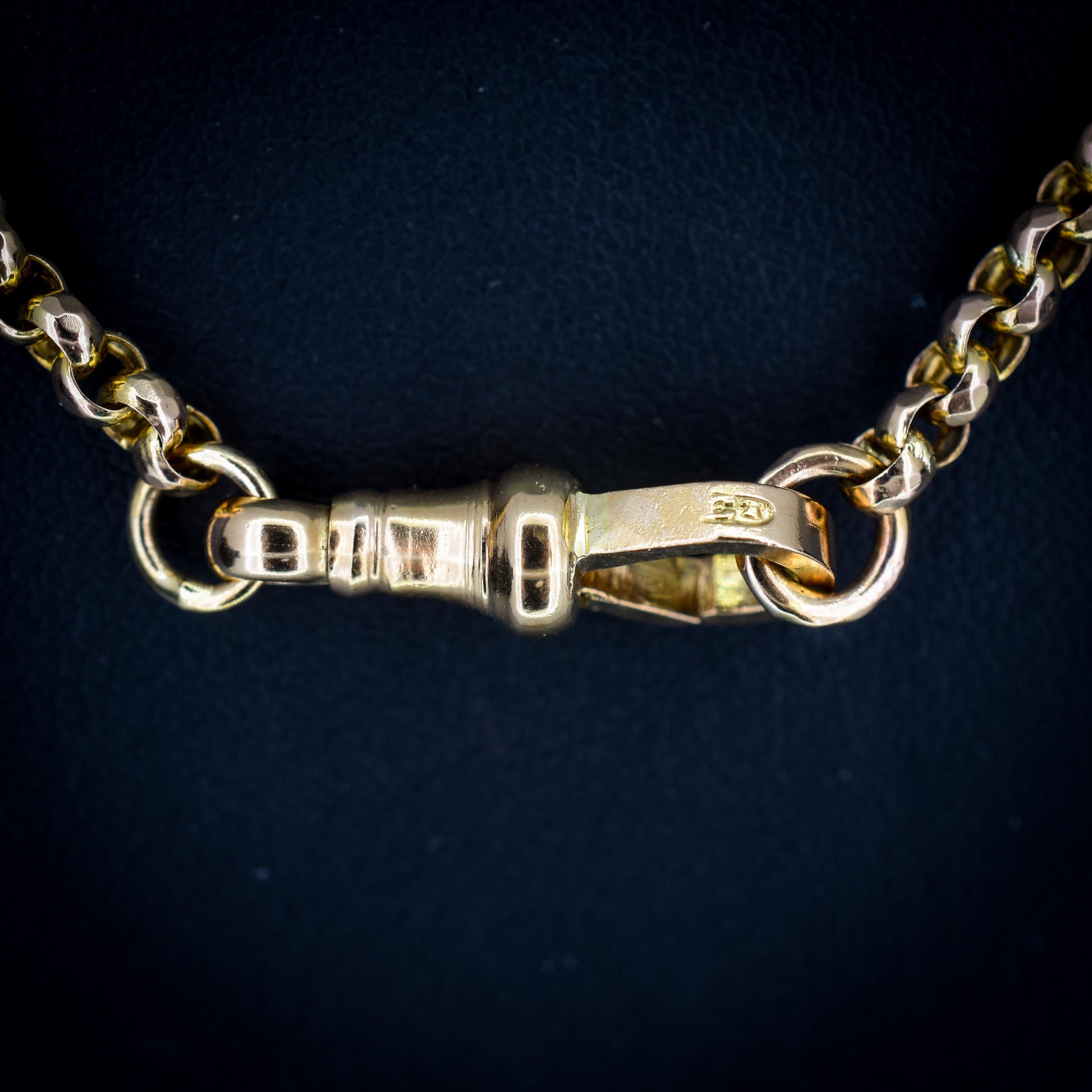 Antique Victorian 9ct Gold Faceted Belcher Link Chain Necklace with Dog Clip | 20.75"